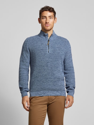 camel active Gebreide pullover met ribboorden Rookblauw - 4