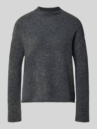 Produktfoto, Regular Fit Strickpullover mit Stehkragen von ZABAIONE, Tricotlook, regular fit, opstaande kraag, met lange mouwen, effen donkergrijs, maat S ruglengte 56 cm, mouwlengte 51 cm