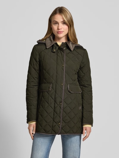 Gil Bret Pikowana kurtka z wykładanym kołnierzem i kieszeniami z patką Oliwkowy 4