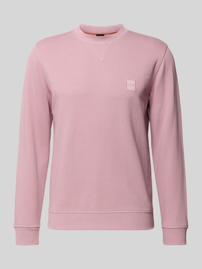 Produktfoto, Regular Fit Sweatshirt aus reiner Baumwolle Modell 'WESTART' von BOSS Orange, Optik: Unifarben, Rundhals, Langarm, Label-Stitching, elastische Bündchen, Feinripp-Struktur