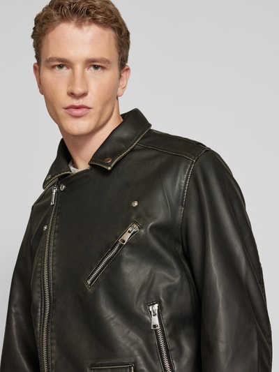 Jack & Jones Bikerjacke mit Reißverschlusstaschen Modell 'EATON' Black 3