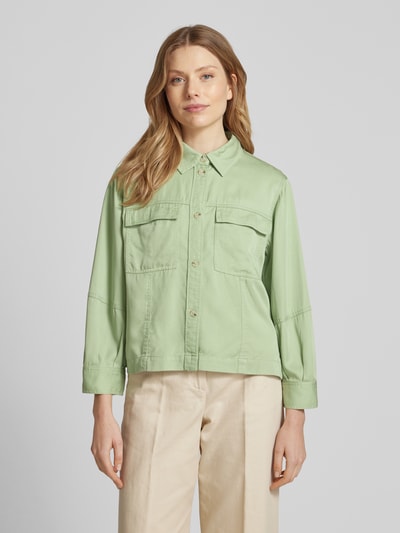 OPUS Regular fit overhemdblouse met paspelzakken op de borst, model 'Fadelia' Lichtgroen - 4