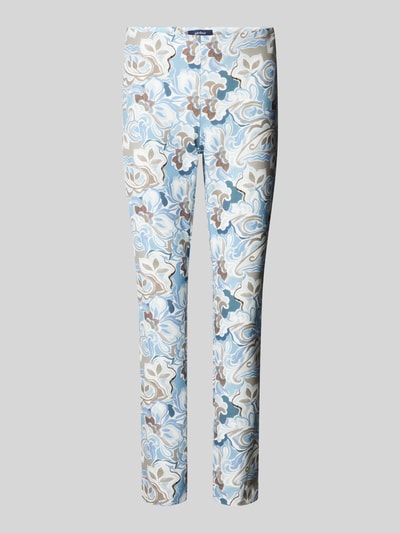 Gardeur Slim fit stoffen broek met gebloemd all-over motief, model 'ZENE14' Lichtblauw - 2