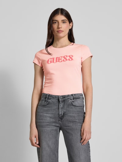 Guess T-Shirt mit Strasssteinbesatz Rosa 4