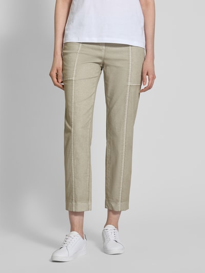 TONI Slim fit joggingbroek met verkort model, model 'Sue' Olijfgroen - 4