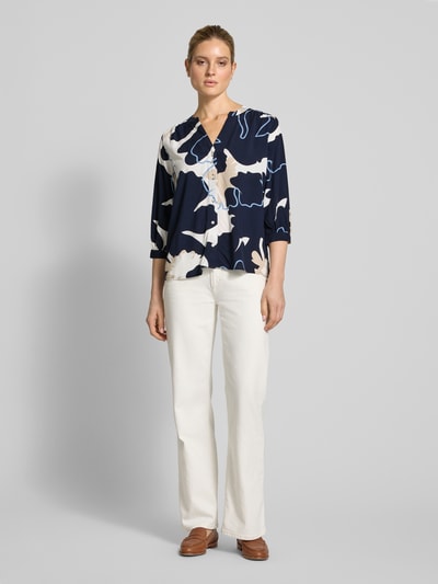 Tom Tailor Loose fit blouse met korte mouwen van pure viscose met all-over motief Offwhite - 1