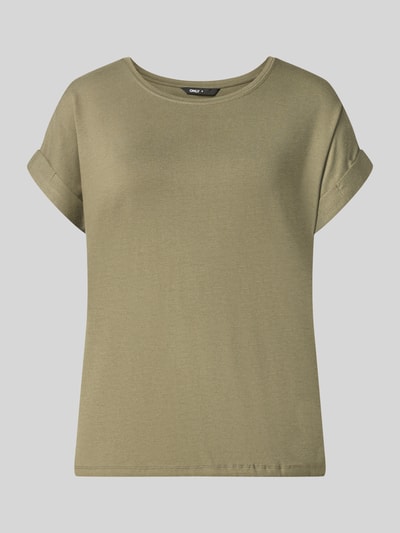 Produktfoto, Regular Fit T-Shirt aus Viskose-Mix Modell 'MOSTER' von ONLY in Khaki, glatte Oberfläche, Damen T-Shirt von ONLY