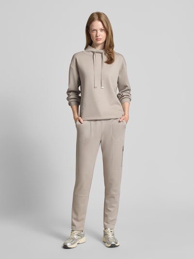 monari Stoffen broek van viscosemix met ritszak Taupe - 1