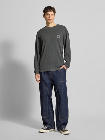 Carhartt Work In Progress Longsleeve mit Strukturmuster und Rundhalsausschnitt Black 1