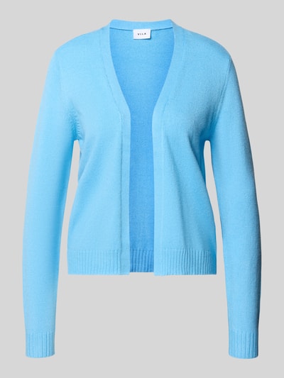 Produktfoto, Regular Fit Cardigan aus Viskose-Mix Modell 'Viril' von Vila in Hellblau, Strick-Optik, elastische Abschlüsse, glatte Textur. Damen Cardigan, Rückenlänge 54 cm, Ärmellänge 62 cm.