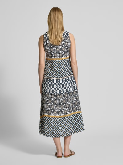 Marc O'Polo Linnen jurk in A-lijn met all-over motief Marineblauw - 5