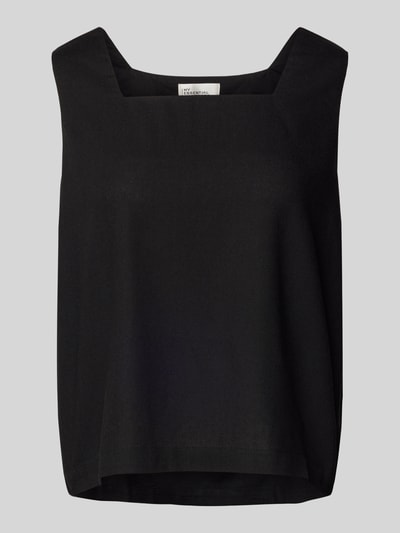 My Essential Wardrobe Top na ramiączkach z mieszanki wiskozy i lnu z prostokątnym dekoltem Czarny 2