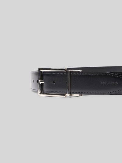 Produktfoto, Gürtel mit Logo-Prägung von Dsquared2 in glatter Optik mit silberfarbener Dornschließe, Logo-Print und Geschenkbox, Breite 3 cm