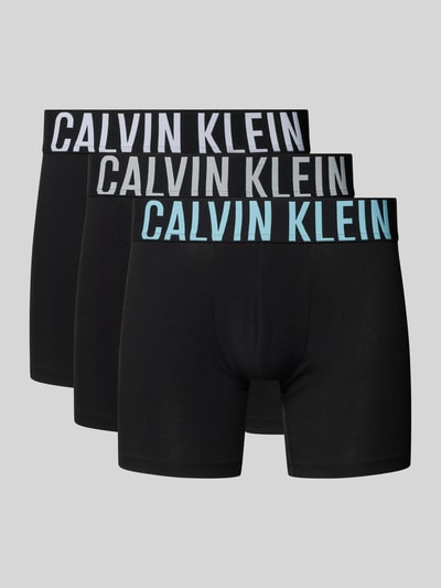 Produktfoto, Boxer Briefs im 3er-Pack mit elastischem Logo-Bund von Calvin Klein, schwarzer Baumwoll-Mix mit Stretch, körpernaher Schnitt.