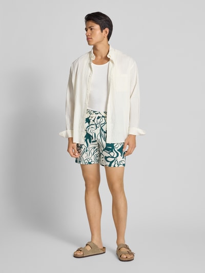 Only & Sons Regular fit sweatshorts van puur katoen, model 'TEL' Olijfgroen - 1