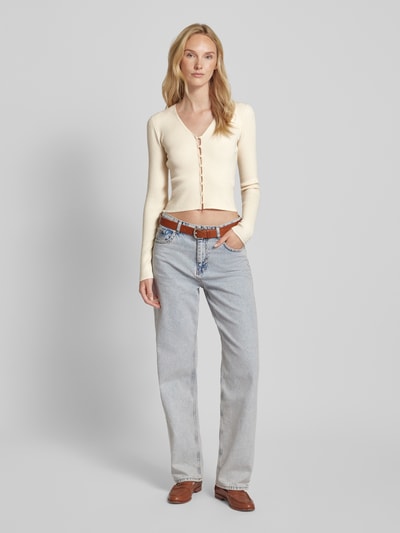 Vero Moda Kort gebreid jack met knoopsluiting Beige - 1