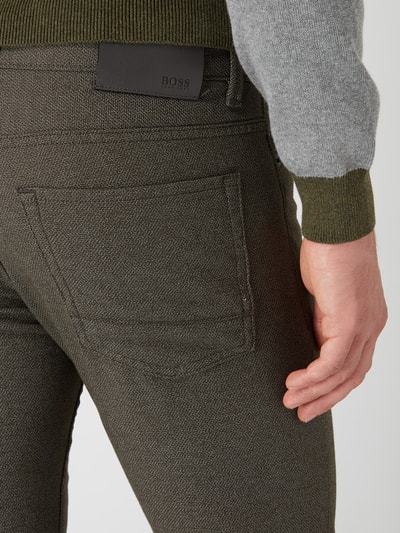 BOSS Slim fit broek met stretch, model 'Delaware'' Olijfgroen - 3