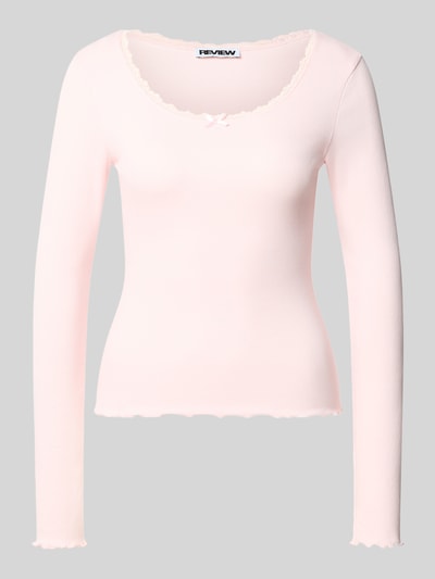 REVIEW Longsleeve mit Spitzenbesatz und Rundhalsausschnitt Rose 1