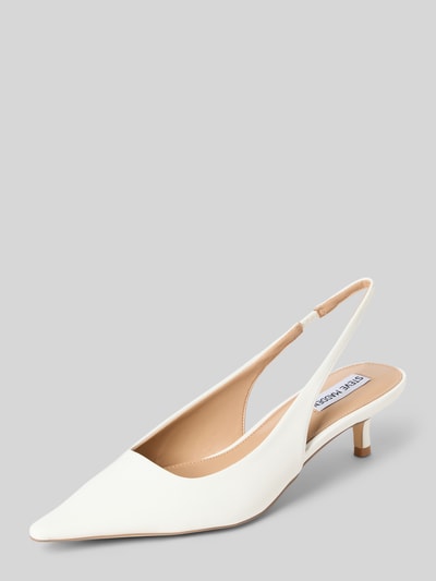 Productfoto, Pumps met gestructureerde zool model 'Kari' van Steve Madden, spitse vorm, elastische inzet, 6 cm hak, wit.