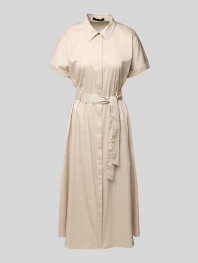 comma Hemdblusenkleid mit Bindegürtel Beige 2