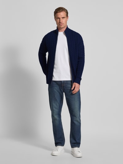 Christian Berg Men Gebreid jack met kasjmier  Marineblauw - 1