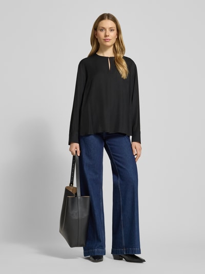 Tommy Hilfiger Relaxed Fit Langarmbluse aus reiner Viskose BLACK 1