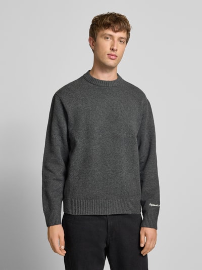 Jack & Jones Strickpullover mit Label-Stitching Modell 'NORREBRO' Dunkelgrau Melange 4