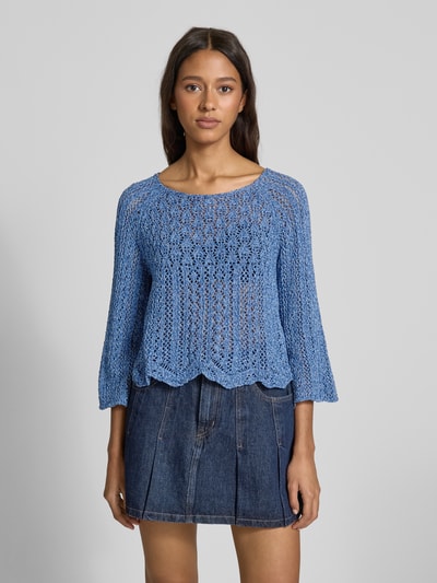 Only Regular Fit Strickpullover aus Baumwoll-Mix Modell 'NOLA' Bleu Melange 4