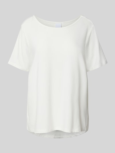 CCDK Copenhagen Góra od piżamy z prążkowanym, okrągłym dekoltem model ‘Bea’ Złamany biały 1