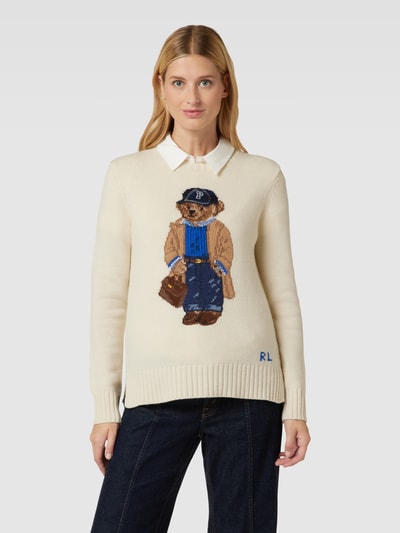 Polo Ralph Lauren Sweter z dzianiny z mieszanki bawełny i kaszmiru z wyhaftowanym motywem Beżowy 4