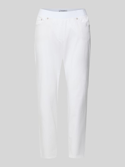 Produktfoto, Caprihose mit elastischem Bund Modell 'Pamina' von Raphaela By Brax, Mieszanka bawełny i elastanu, krój regular fit, szerokość w rozmiarze 36K: 35 cm, długość wewnętrzna nogawki w rozmiarze 36K: 62 cm, kolor biały, gładka faktura, proste nogawki