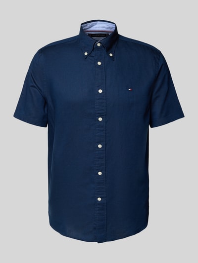 Tommy Hilfiger Regular fit vrijetijdsoverhemd van een mix van katoen en linnen Marineblauw - 2