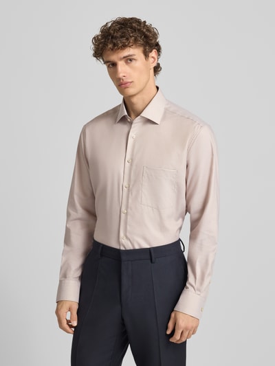 ETERNA Regular fit zakelijk overhemd van katoen met kentkraag Zand - 4