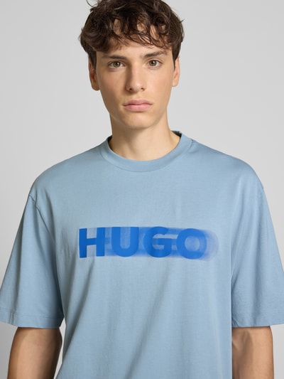 Hugo Blue T-Shirt mit Logo-Print Modell 'Nalax' Rauchblau 3