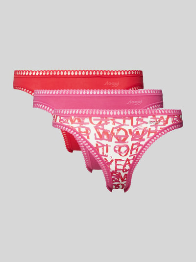 Sloggi String mit Häkelspitze Modell 'GO Crush' im 3er-Pack Pink 1