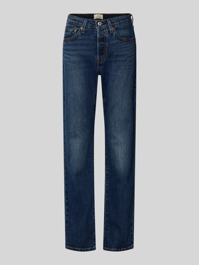 Produktfoto, Jeans mit 5-Pocket-Design von Levi's®, dunkelblau, Baumwoll-Elasthan-Mix, Gerader-Schnitt, Knopf- und Reißverschluss, Damen