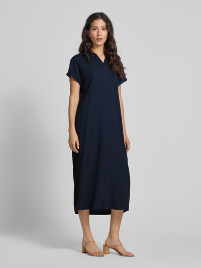 OPUS Midi-jurk met platte kraag, model 'Wannie' Donkerblauw - 1