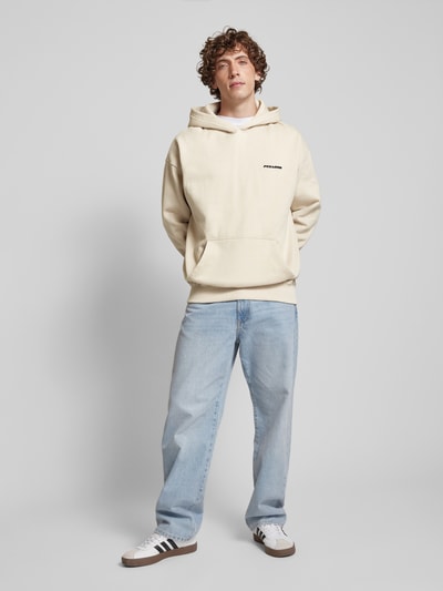 Pegador Oversized hoodie met labelstitching Beige - 1