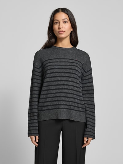Tommy Hilfiger Regular fit gebreide pullover van pure wol Donkergrijs - 4