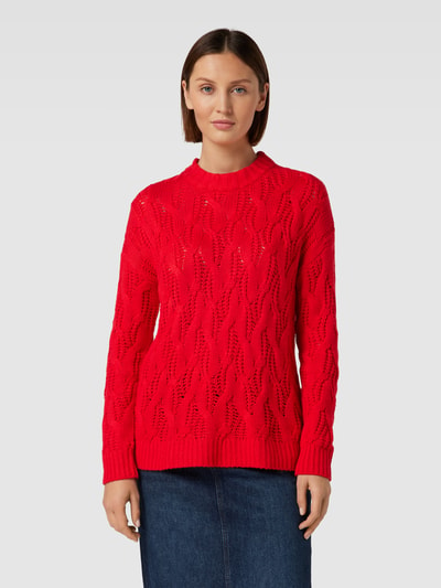 s.Oliver RED LABEL Strickpullover mit Zopfmuster Rot 4