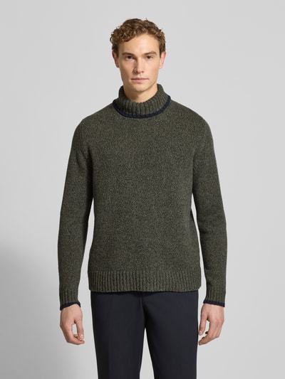 MAERZ Muenchen Gebreide pullover met ribboorden Donkergroen gemêleerd - 4