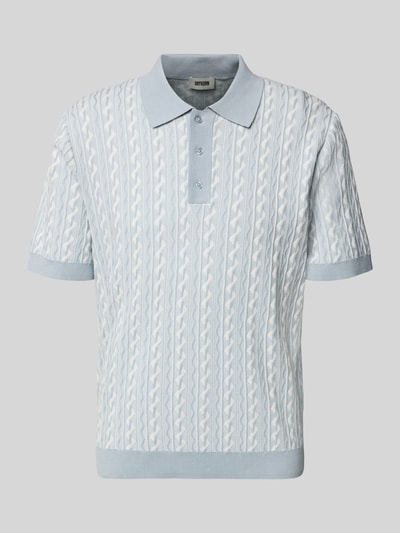 Produktfoto, Regular Fit Poloshirt mit Knopfleiste Modell 'Tamian' von Drykorn, reine Baumwolle, hellblau, leichte Struktur