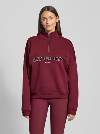 AIMN Sweatshirt met labelstitching, model 'Varsity' Donkerrood - 4