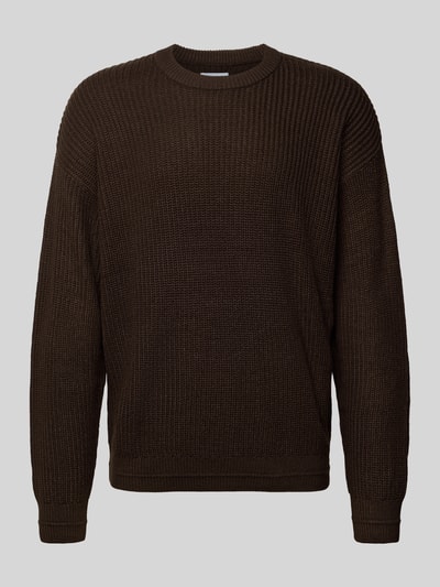 Jack & Jones Sweter z dzianiny z okrągłym dekoltem model ‘KAITO’ Ciemnobrązowy 2