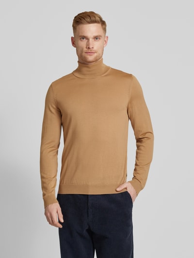 BOSS Gebreide pullover van scheerwol met col Beige - 4