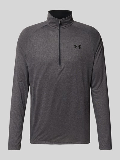 Under Armour Regular fit shirt met lange mouwen en ritssluiting, model 'Tech' Antraciet - 2