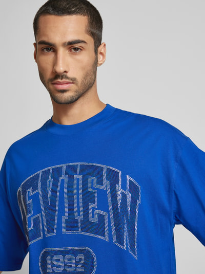 REVIEW Oversized T-shirt met labelprint Koningsblauw - 3