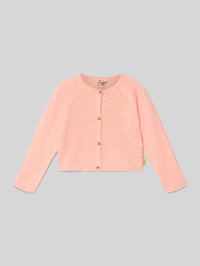 Produktfoto, Regular Fit Cardigan mit Kaschmir-Anteil von Steiff in Rosa, Baumwoll-Mix, Strick-Optik, Lochmuster, Rundhalsausschnitt, Knopfleiste