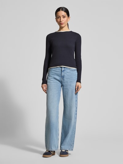 Jake*s Casual Shirt met lange mouwen met ronde hals Donkerblauw - 1