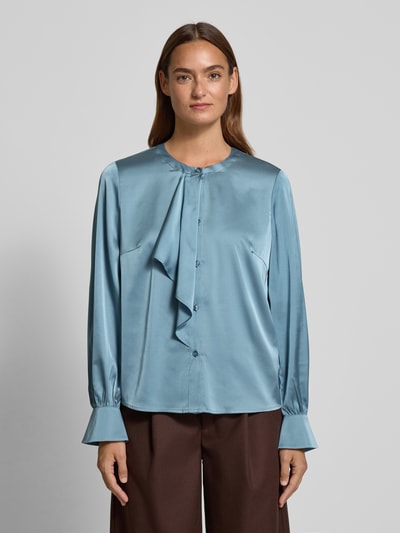 Christian Berg Woman Selection Regular Fit Satinbluse mit Volant Rauchblau 4